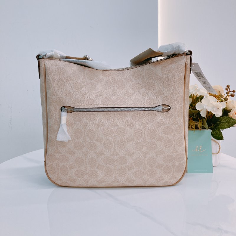 MS0654 Coach 蔻馳半月形拉鍊肩帶包包 Ellie File with Stripe Bag 26cm Canvas-1