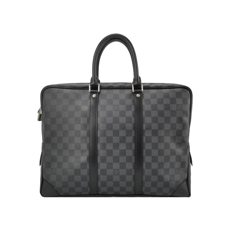 Louis Vuitton(LV) Porte Documents Voyage牛皮棋盤格矩形手提包-0