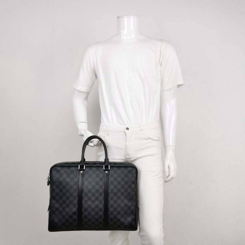 Louis Vuitton(LV) Porte Documents Voyage牛皮棋盤格矩形手提包-1