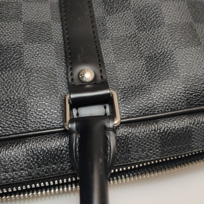 Louis Vuitton(LV) Porte Documents Voyage牛皮棋盤格矩形手提包-11