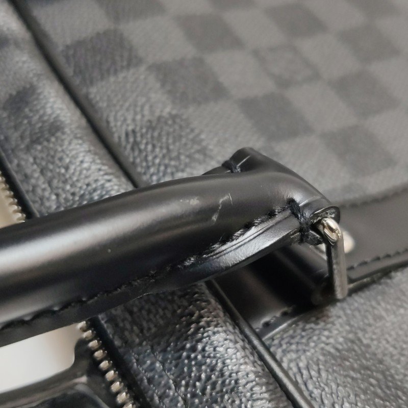 Louis Vuitton(LV) Porte Documents Voyage牛皮棋盤格矩形手提包-17