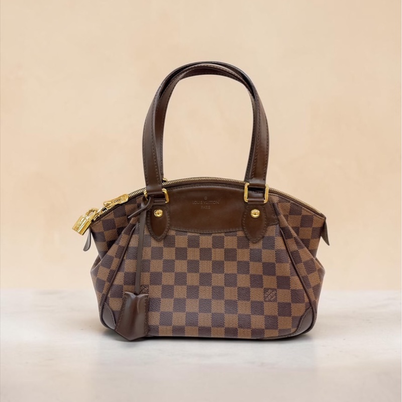 莉亞精品♡ LV N41117 棕棋盤格餃子包 手提包 二手-0