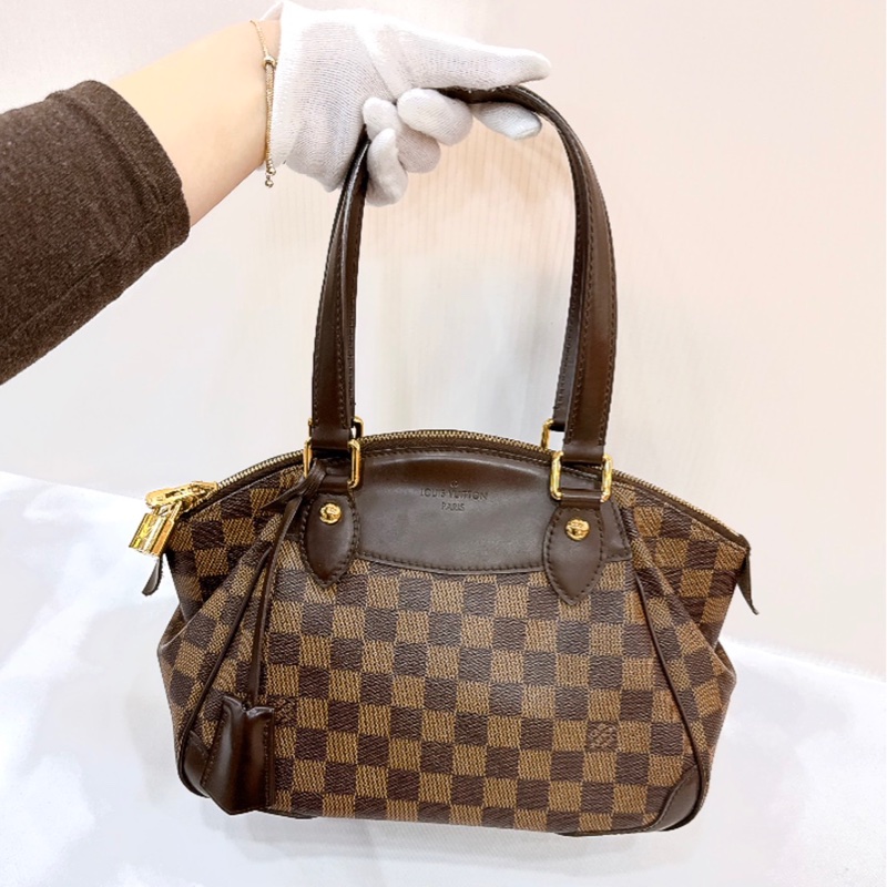 莉亞精品♡ LV N41117 棕棋盤格餃子包 手提包 二手-10