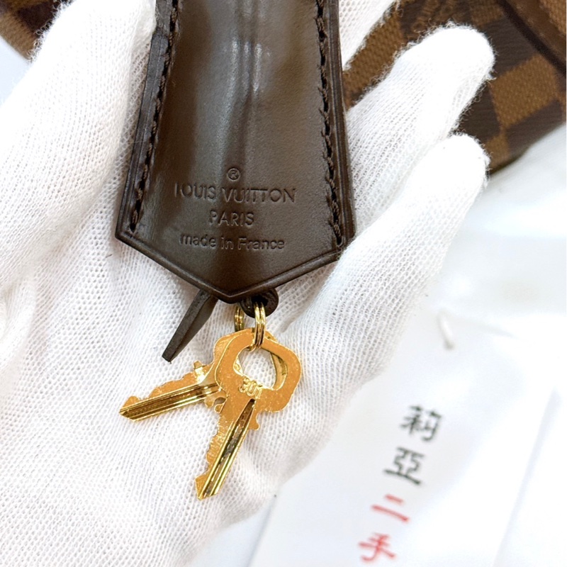 莉亞精品♡ LV N41117 棕棋盤格餃子包 手提包 二手-19