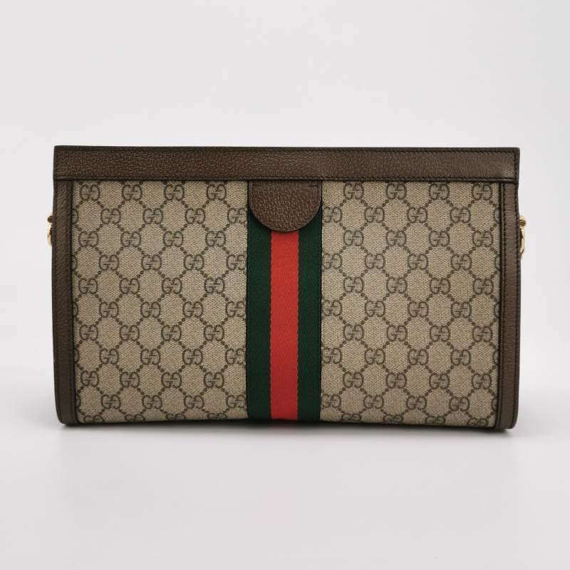 Gucci Ophidia中型牛皮帆布GG老花條紋雙G斜挎包肩背包-4