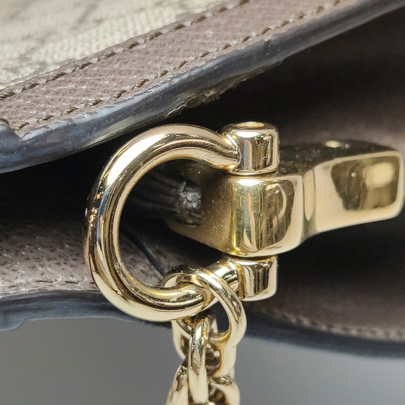 Gucci Ophidia中型牛皮帆布GG老花條紋雙G斜挎包肩背包-11