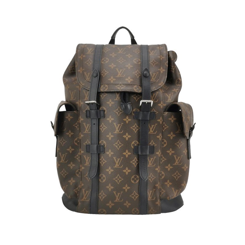 Louis Vuitton (LV) Christopher中型牛皮Monogram印花垂蓋雙肩包晶片款-0