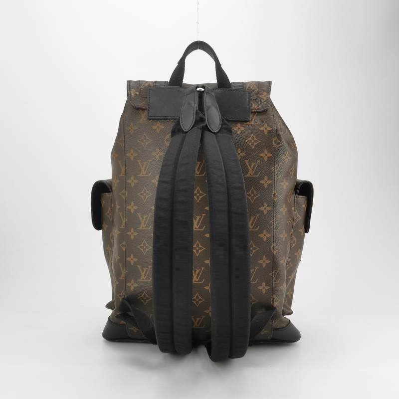 Louis Vuitton (LV) Christopher中型牛皮Monogram印花垂蓋雙肩包晶片款-4