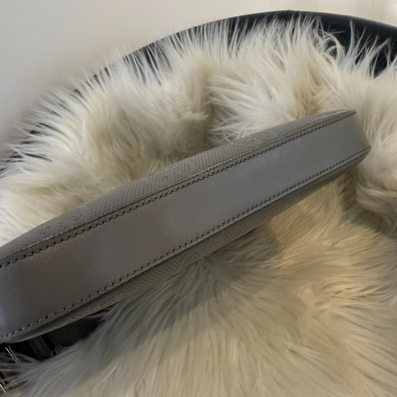 GUCCI 雙G LOGO壓花灰色郵包-4