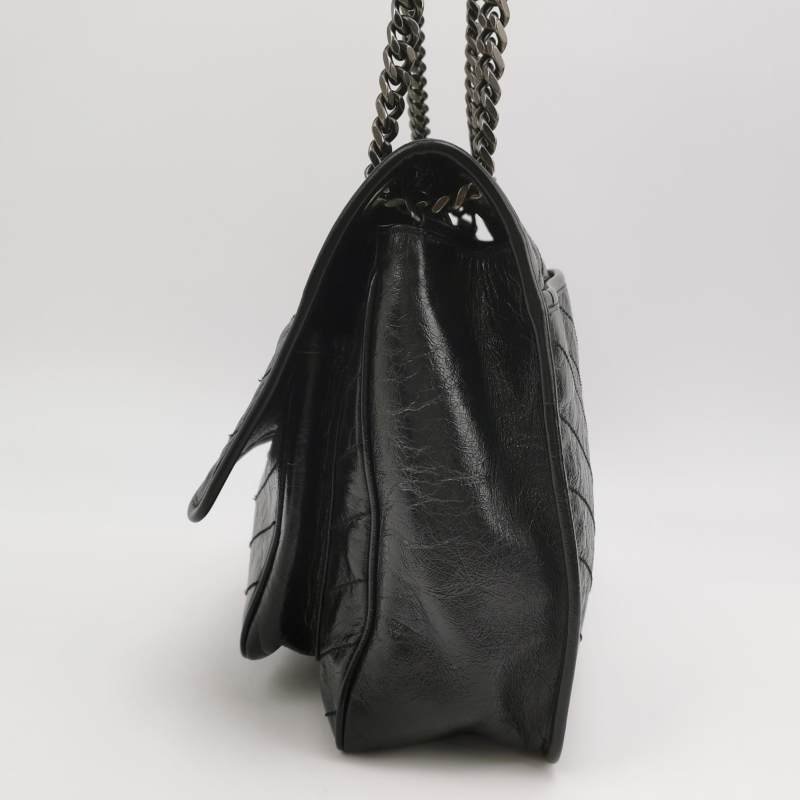 Saint Laurent Niki大油蠟皮純色V紋絎縫YSL 標誌肩包-2