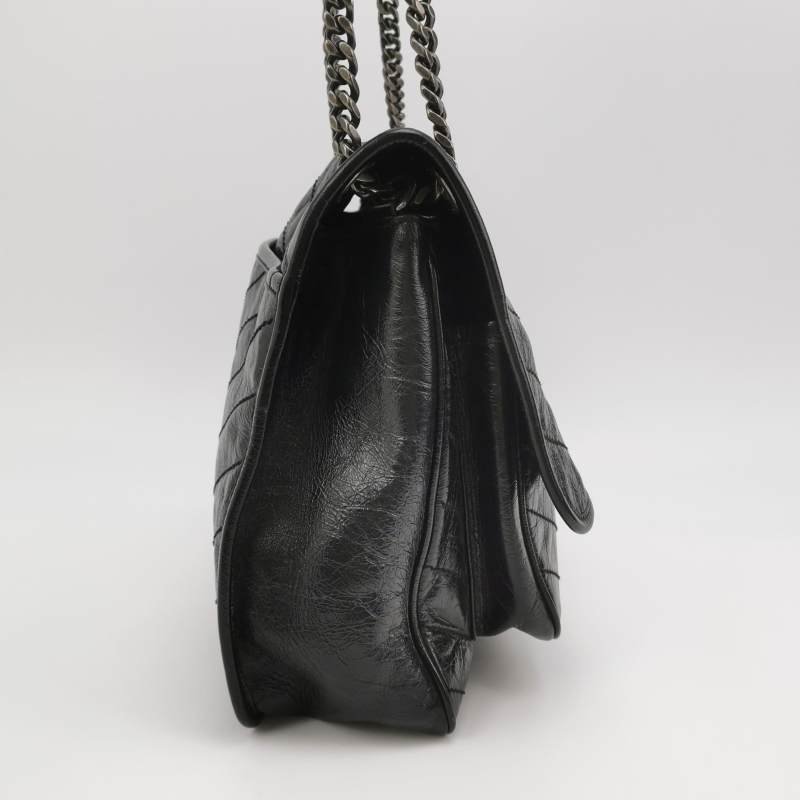 Saint Laurent Niki大油蠟皮純色V紋絎縫YSL 標誌肩包-3