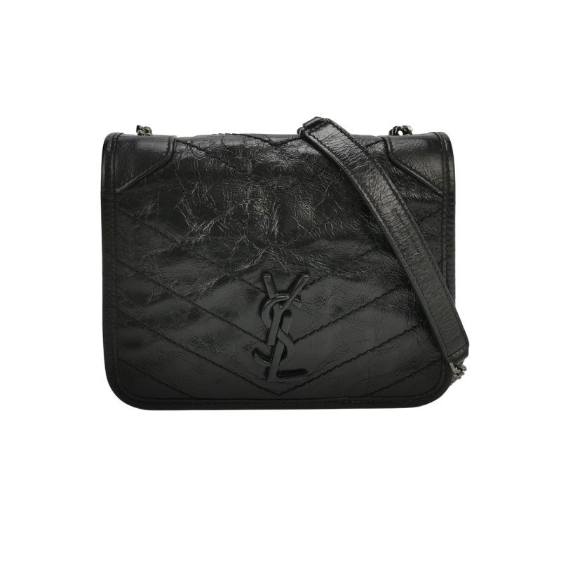 Saint Laurent Niki迷你油蠟皮純色V紋絎縫YSL標誌斜背包單肩包-0