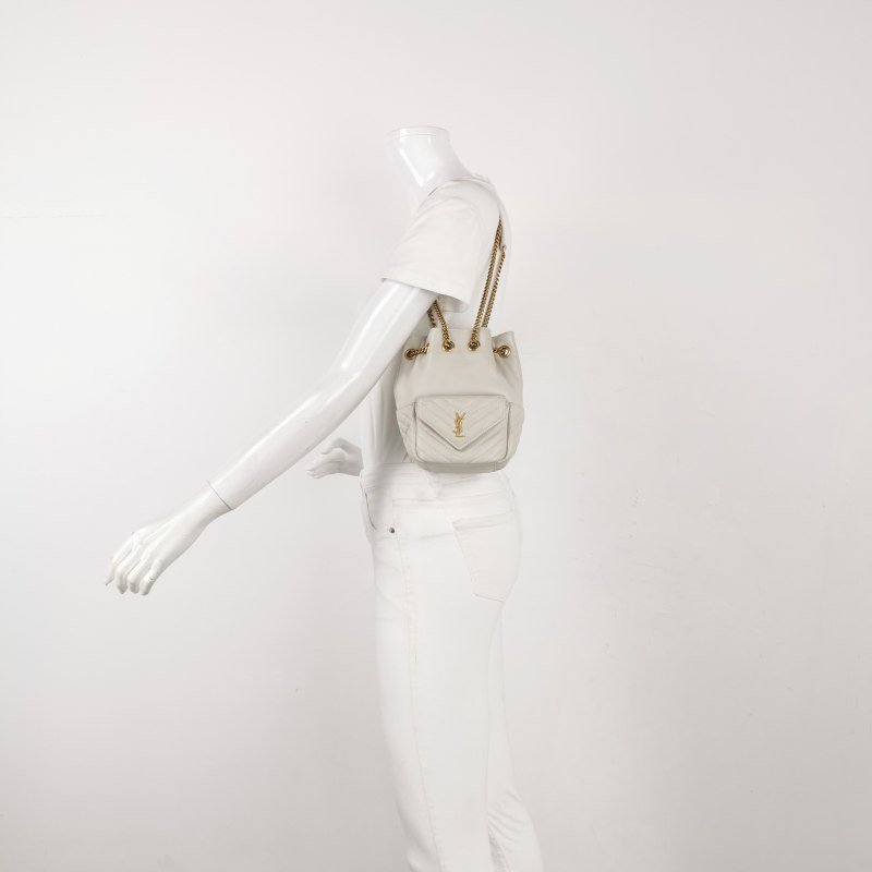 Saint Laurent Joe迷你羊皮純色V紋絎縫YSL標誌肩包斜背包-1