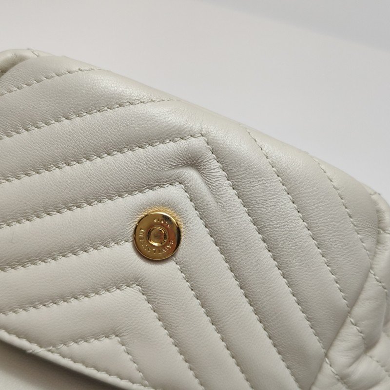 Saint Laurent Joe迷你羊皮純色V紋絎縫YSL標誌肩包斜背包-9