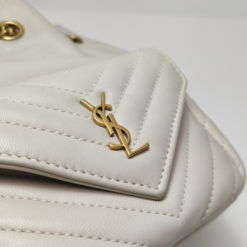 Saint Laurent Joe迷你羊皮純色V紋絎縫YSL標誌肩包斜背包-12