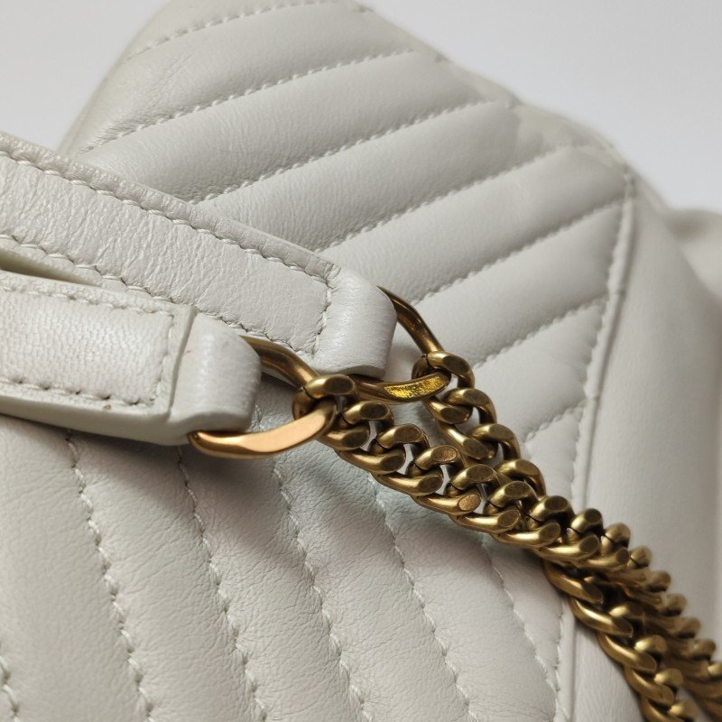 Saint Laurent Joe迷你羊皮純色V紋絎縫YSL標誌肩包斜背包-13