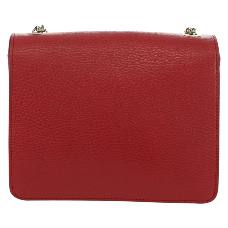 【日本直送】GUCCI 鏈條單肩包 皮革 紅色 金色 510304 Auth mr2272V-1