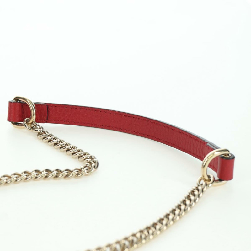【日本直送】GUCCI 鏈條單肩包 皮革 紅色 金色 510304 Auth mr2272V-7
