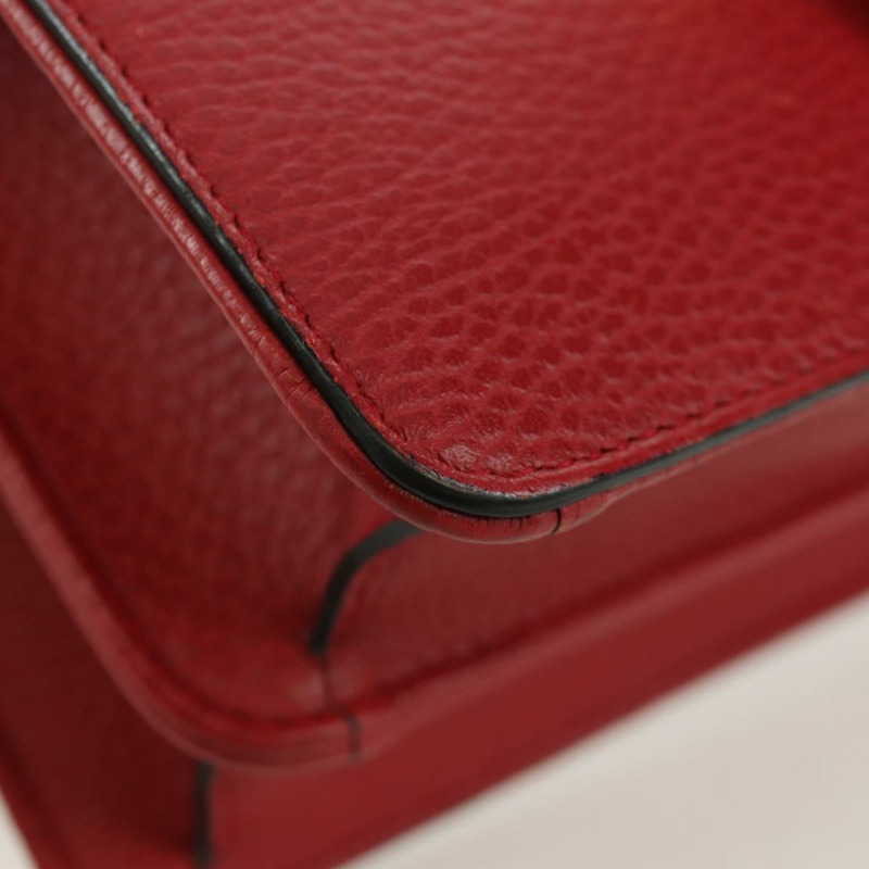 【日本直送】GUCCI 鏈條單肩包 皮革 紅色 金色 510304 Auth mr2272V-8