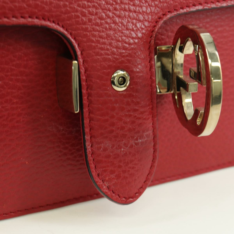 【日本直送】GUCCI 鏈條單肩包 皮革 紅色 金色 510304 Auth mr2272V-9