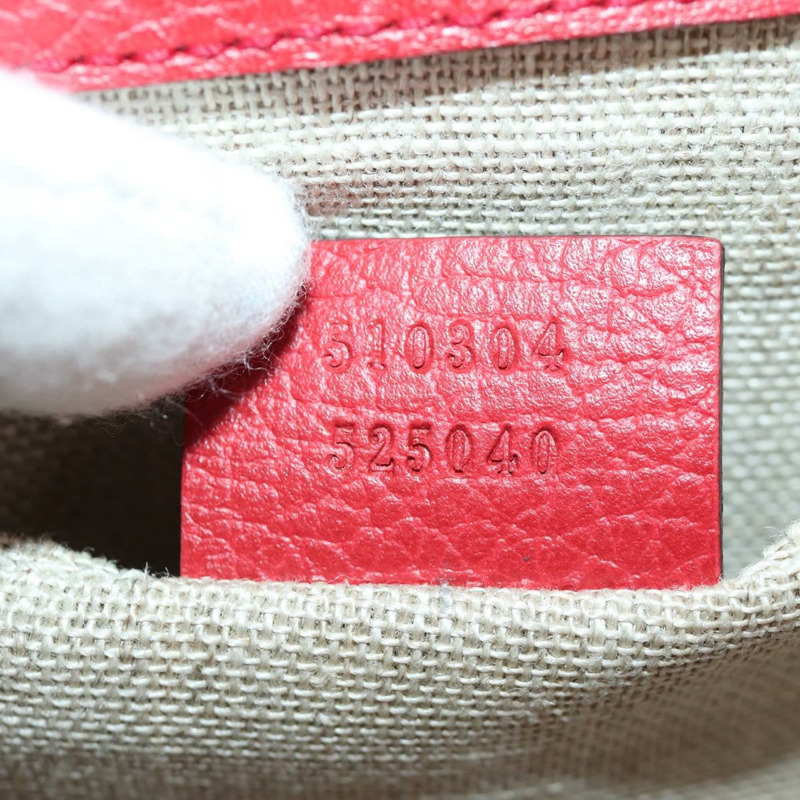 【日本直送】GUCCI 鏈條單肩包 皮革 紅色 金色 510304 Auth mr2272V-11