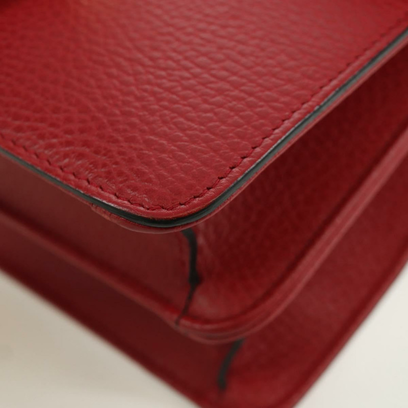 【日本直送】GUCCI 鏈條單肩包 皮革 紅色 金色 510304 Auth mr2272V-13