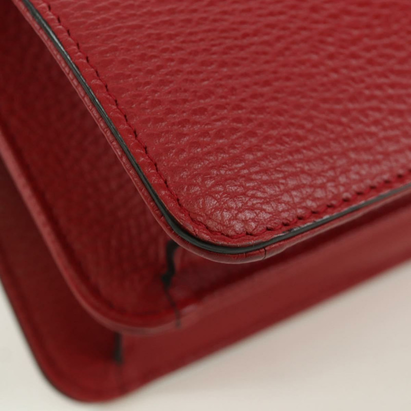 【日本直送】GUCCI 鏈條單肩包 皮革 紅色 金色 510304 Auth mr2272V-14