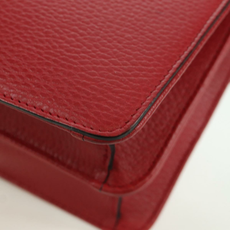 【日本直送】GUCCI 鏈條單肩包 皮革 紅色 金色 510304 Auth mr2272V-15