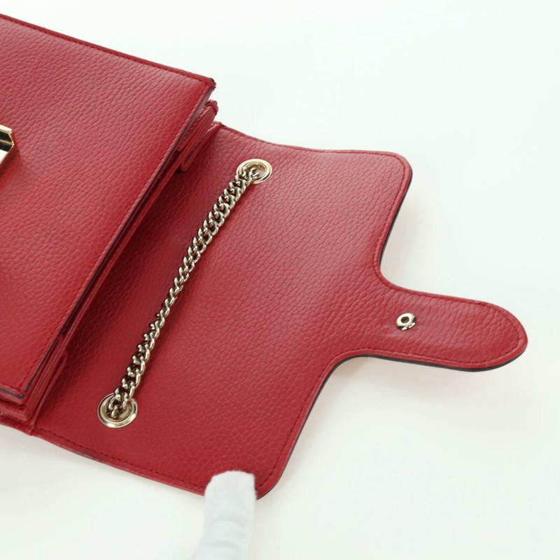 【日本直送】GUCCI 鏈條單肩包 皮革 紅色 金色 510304 Auth mr2272V-17