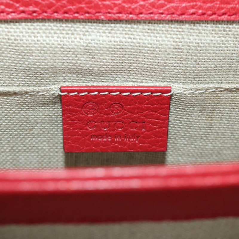 【日本直送】GUCCI 鏈條單肩包 皮革 紅色 金色 510304 Auth mr2272V-18