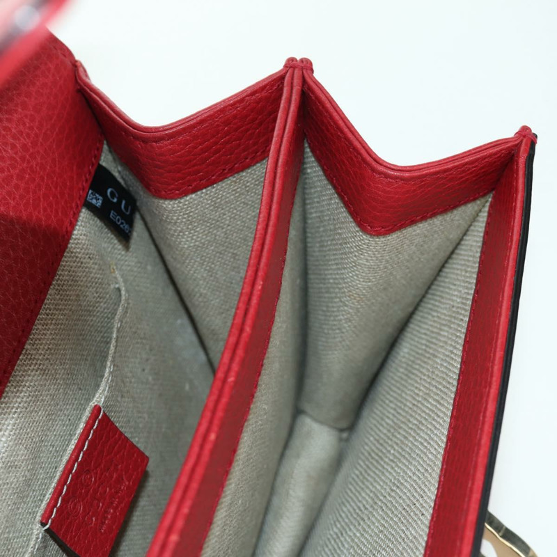 【日本直送】GUCCI 鏈條單肩包 皮革 紅色 金色 510304 Auth mr2272V-19