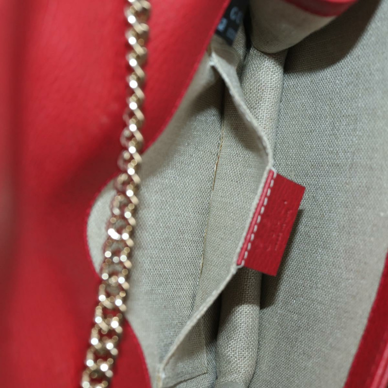 【日本直送】GUCCI 鏈條單肩包 皮革 紅色 金色 510304 Auth mr2272V-21