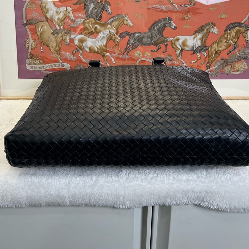 葆蝶家/Bottega Veneta 編織公文包 黑色 底長43 附件:肩帶-5