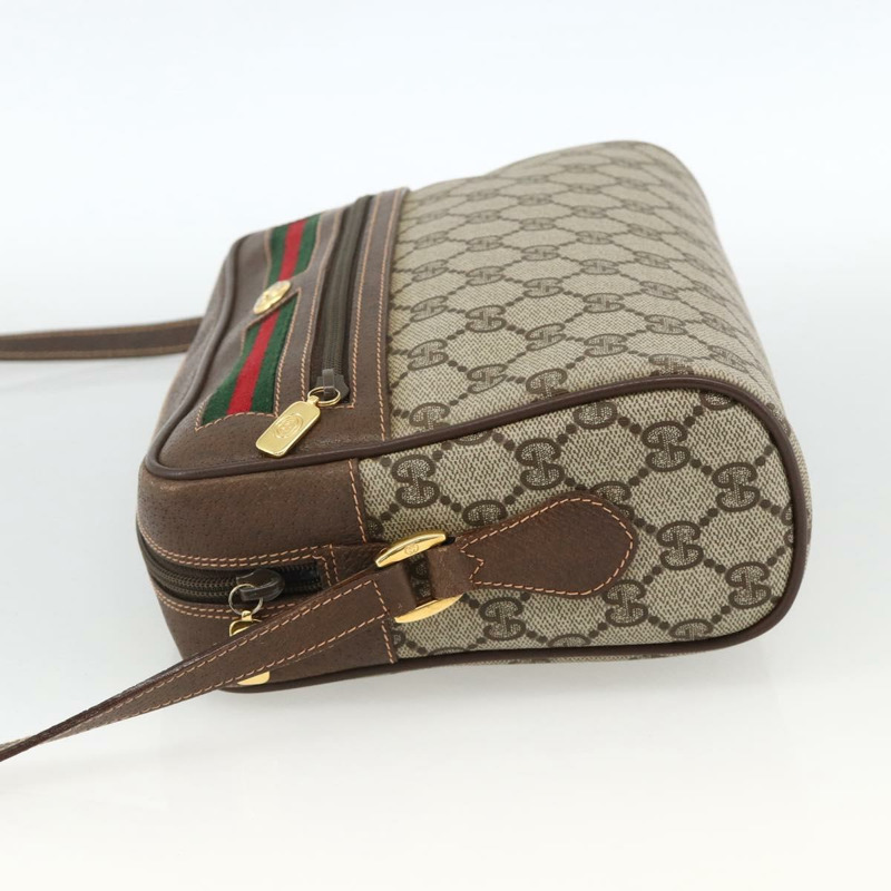 【日本直送】GUCCI GG Supreme Web Sherry Line 手提包 PVC 米色 金色 56 02 088 正品 174325A-2