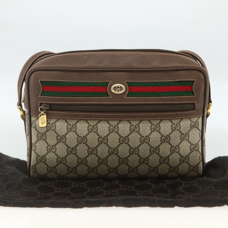 【日本直送】GUCCI GG Supreme Web Sherry Line 手提包 PVC 米色 金色 56 02 088 正品 174325A-11