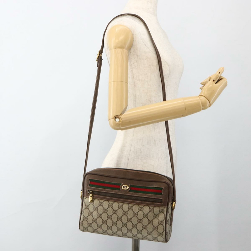 【日本直送】GUCCI GG Supreme Web Sherry Line 手提包 PVC 米色 金色 56 02 088 正品 174325A-23