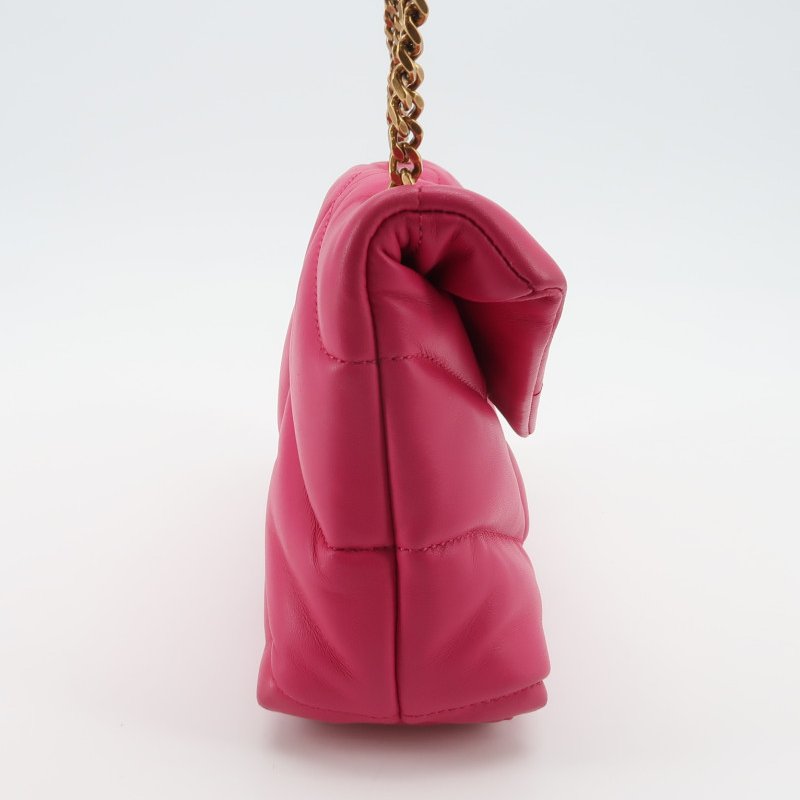 Saint Laurent Puffer迷你羊皮純色絎縫YSL標誌 斜背包單肩包-3