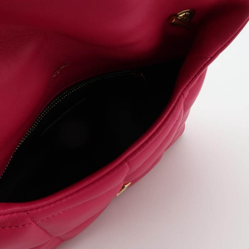 Saint Laurent Puffer迷你羊皮純色絎縫YSL標誌 斜背包單肩包-6