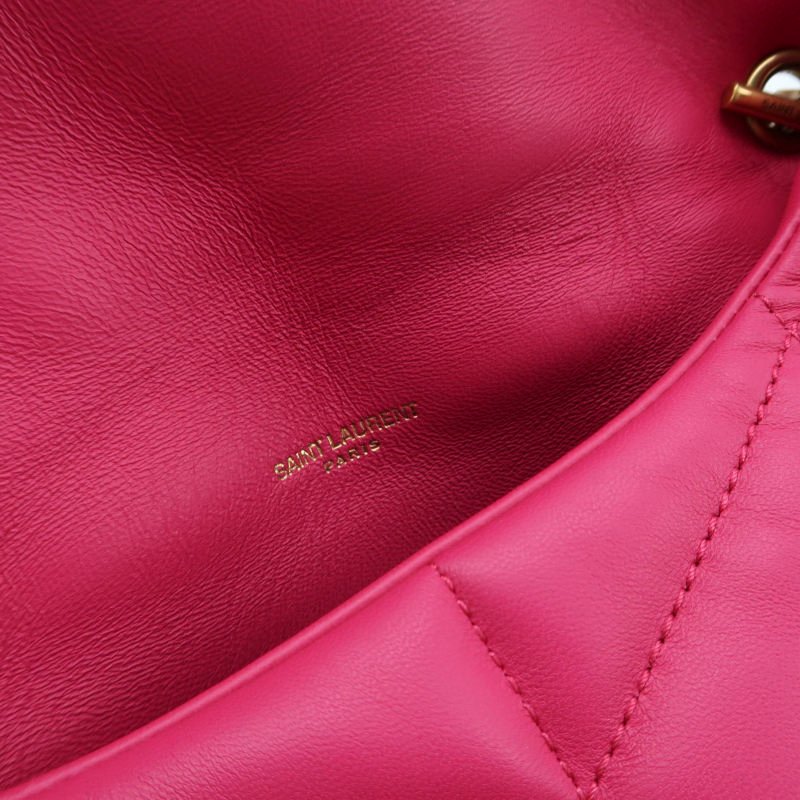 Saint Laurent Puffer迷你羊皮純色絎縫YSL標誌 斜背包單肩包-7