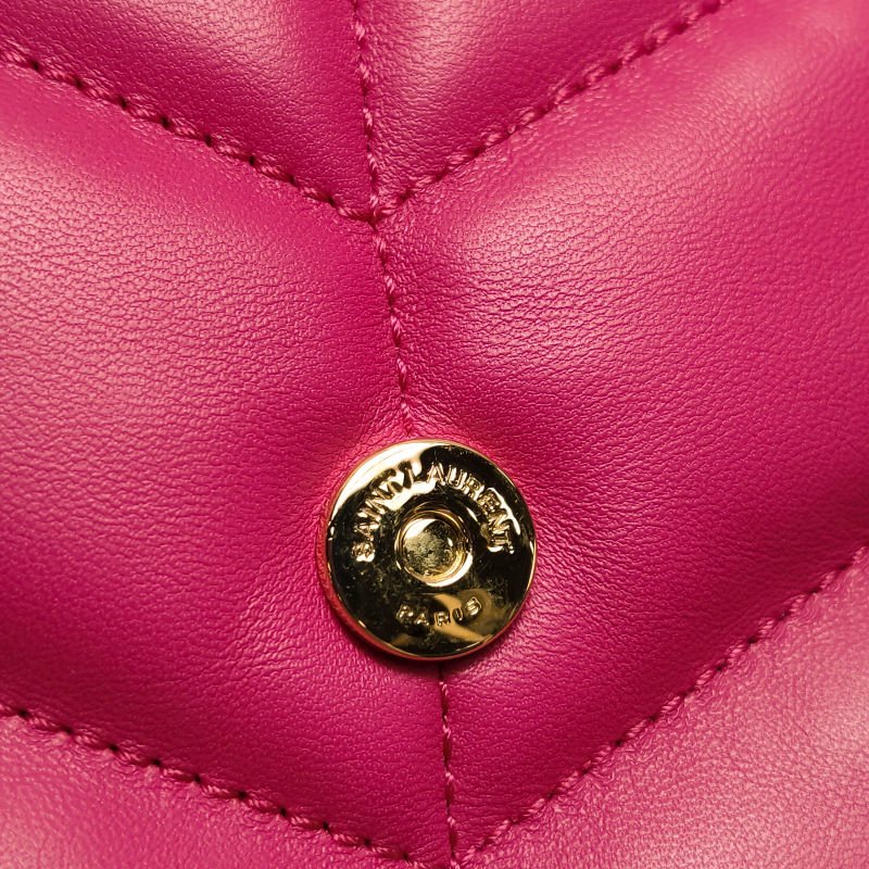 Saint Laurent Puffer迷你羊皮純色絎縫YSL標誌 斜背包單肩包-9