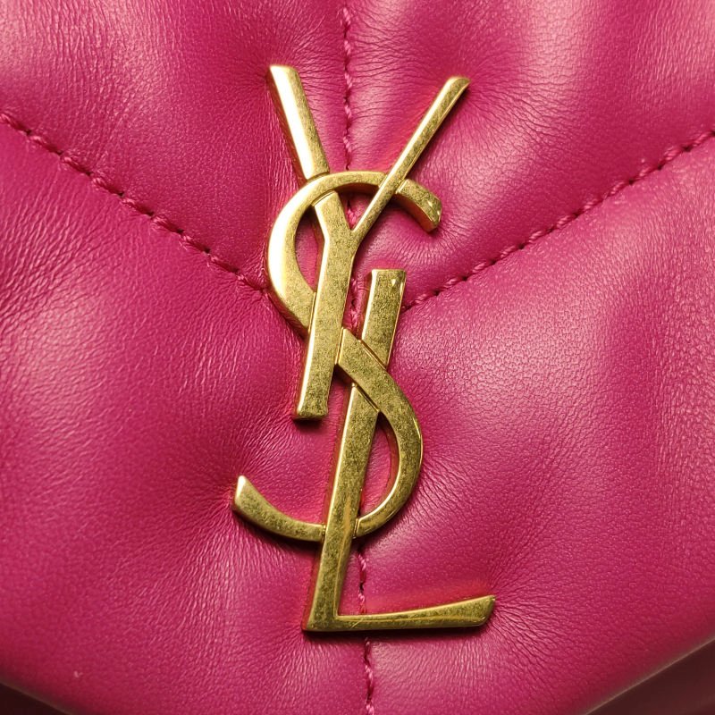 Saint Laurent Puffer迷你羊皮純色絎縫YSL標誌 斜背包單肩包-11