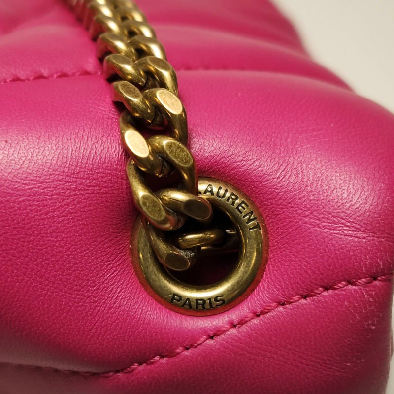 Saint Laurent Puffer迷你羊皮純色絎縫YSL標誌 斜背包單肩包-12