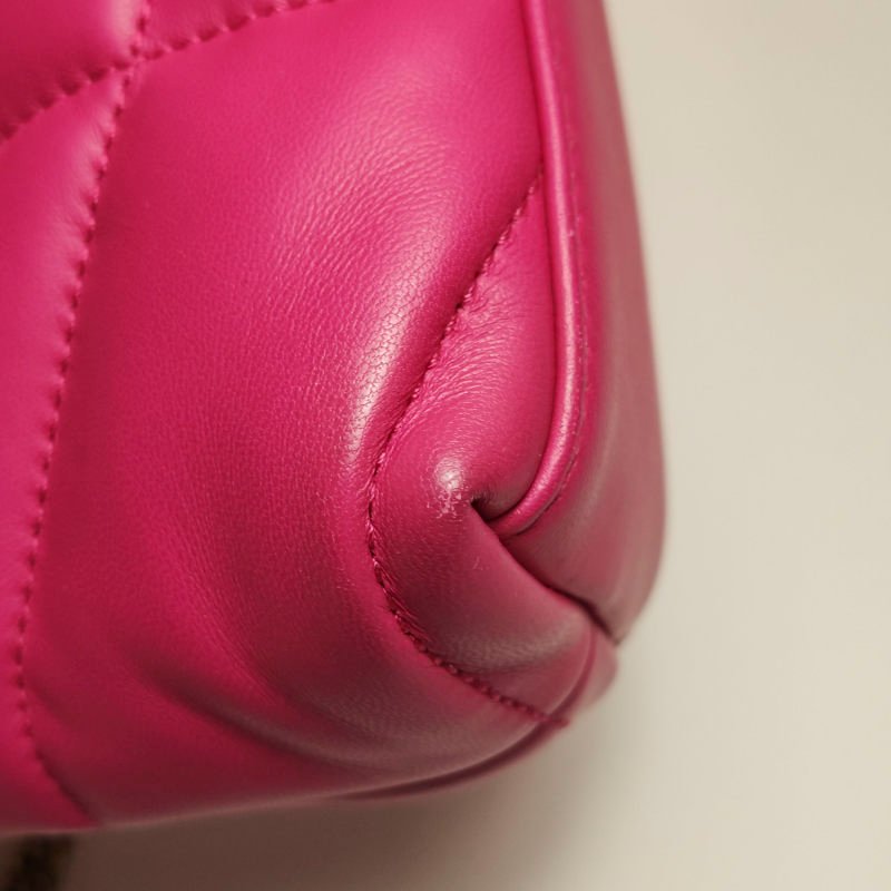 Saint Laurent Puffer迷你羊皮純色絎縫YSL標誌 斜背包單肩包-13