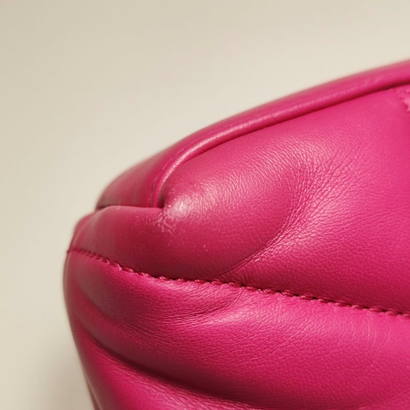 Saint Laurent Puffer迷你羊皮純色絎縫YSL標誌 斜背包單肩包-16