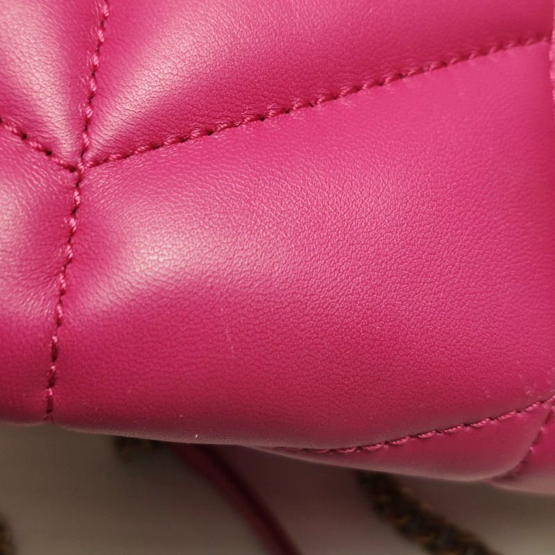 Saint Laurent Puffer迷你羊皮純色絎縫YSL標誌 斜背包單肩包-17