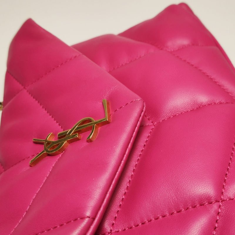 Saint Laurent Puffer迷你羊皮純色絎縫YSL標誌 斜背包單肩包-18