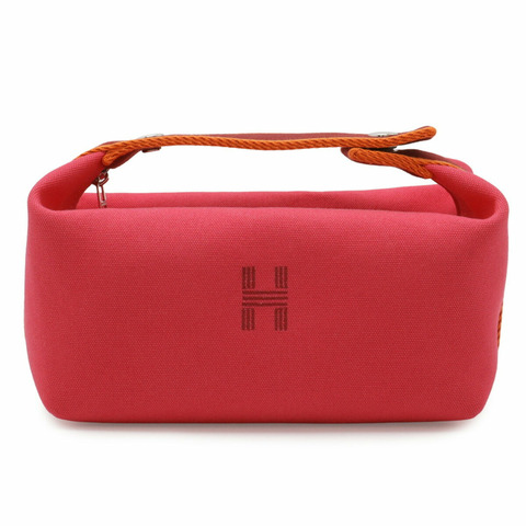 愛馬仕 Bride à 黑色 PM Bus Pouch 手袋帆布芙蓉粉色 H104222M
