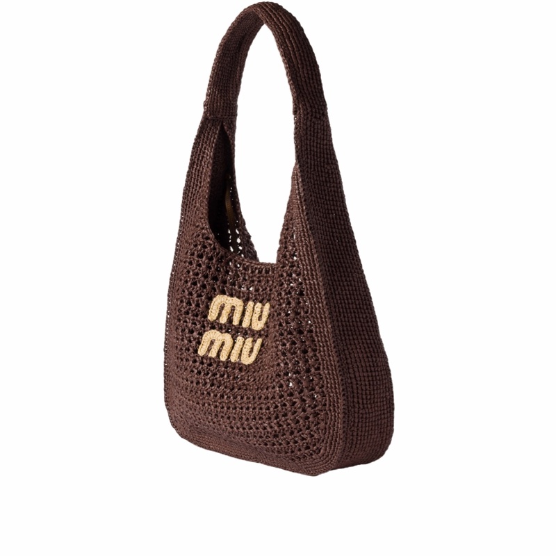 Miu Miu 女士 拉菲草效果編織流浪包均碼碼常規、44cm*8cm*31.5cm-2
