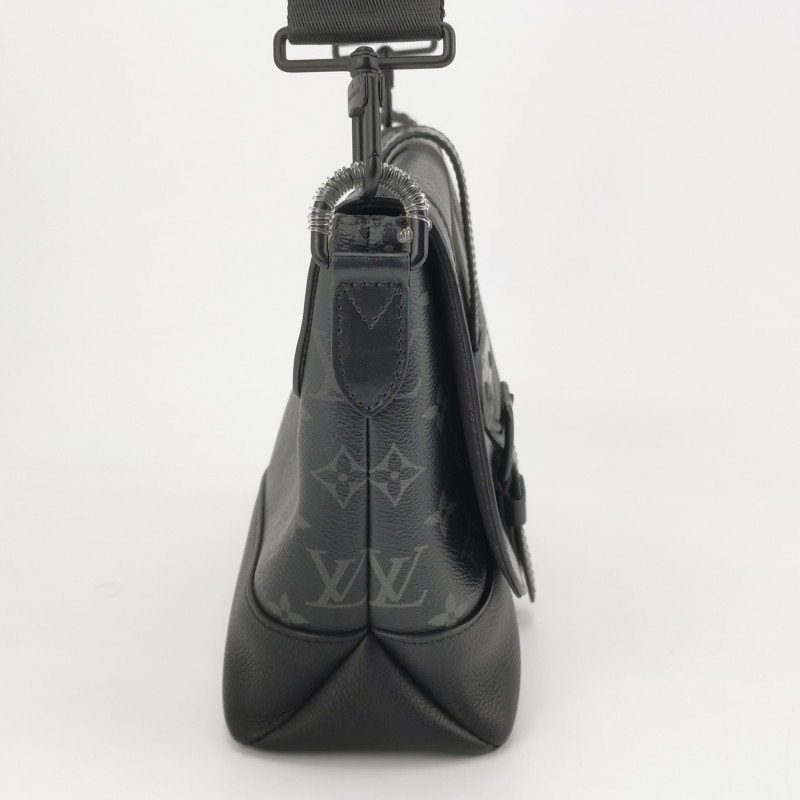 Louis Vuitton (LV)Saumur雙子星牛皮老花皮帶 扣斜背包單肩包晶片款-3