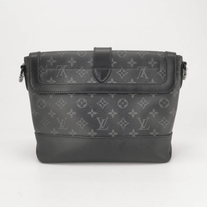 Louis Vuitton (LV)Saumur雙子星牛皮老花皮帶 扣斜背包單肩包晶片款-4